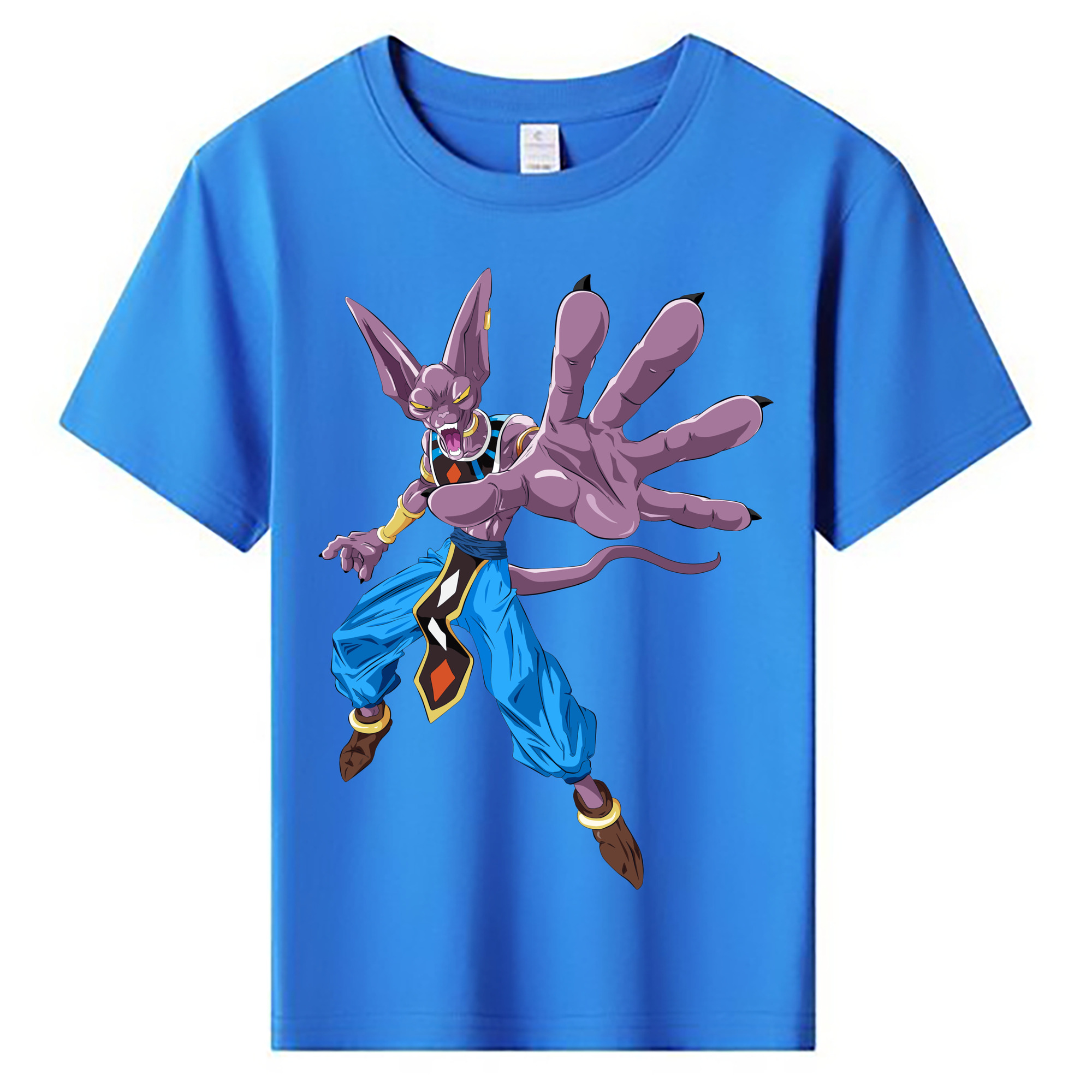 （画像用） ドラゴンボール ビルス 破壊神ビルス DRAGON BALL Beerus Birusu 綿100％キッズTシャツ（フロントプリント）
